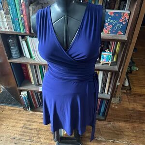 41Hawthorn Rocco navy faux wrap knit stretchy M tank dress